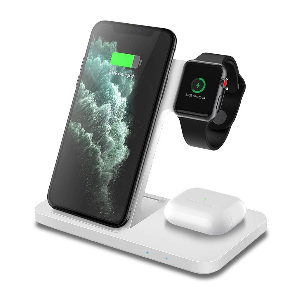 3 in 1 15W Fast Wireless Charger Pad Dock Station For iPhone 14 13 12 11 Pro Max XS XR X 8 Apple Watch 8 7 SE 6 5 AirPods 3 Pro