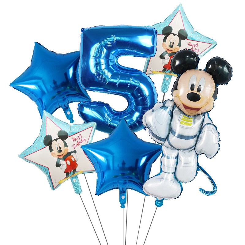 6Pcs Disney Minnie Foil Balloons Set Mickey Mouse Balloon Birthday Party Decoration Baby Shower Kids Toy Air Globos Supplies