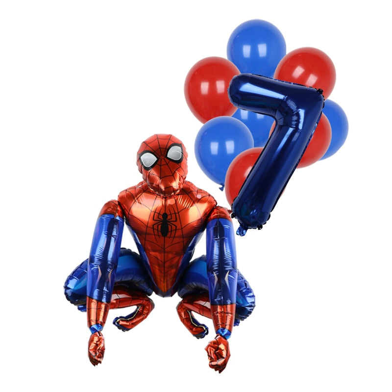 1set 3D Big Spider Super Hero Man Mylar Foil Balloon Number Foil Balloons Birthday Party Decoration Supplies Children&#39;s Gifts