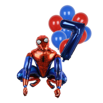 1set 3D Big Spider Super Hero Man Mylar Foil Balloon Number Foil Balloons Birthday Party Decoration Supplies Children's Gifts