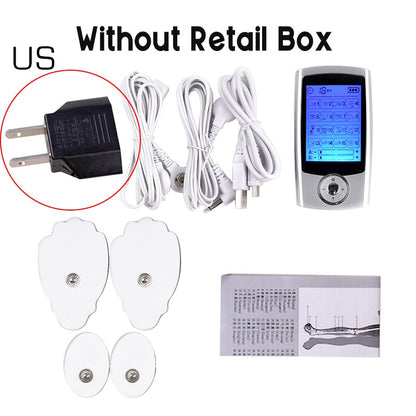 16 Modes EMS Muscle Stimulator Pulse Tens Acupuncture Body Massage Digital Therapy Massager Pain Relief Body Slimming 2 Output