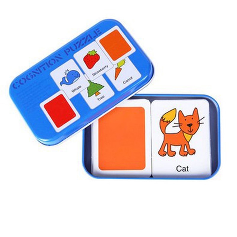 Portable Montessori Toy Puzzle Card Kids Cognition Early Educational Toys Match Game Child Preschool Learing Pocket Flash Card