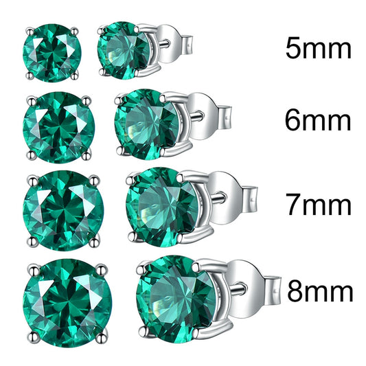 UMCHO Solid 925 Sterling Silver Emerald Gemstone Stud Earrings for Women Engagement Wedding Valentine&#39;s Day Gift Classic Jewelry