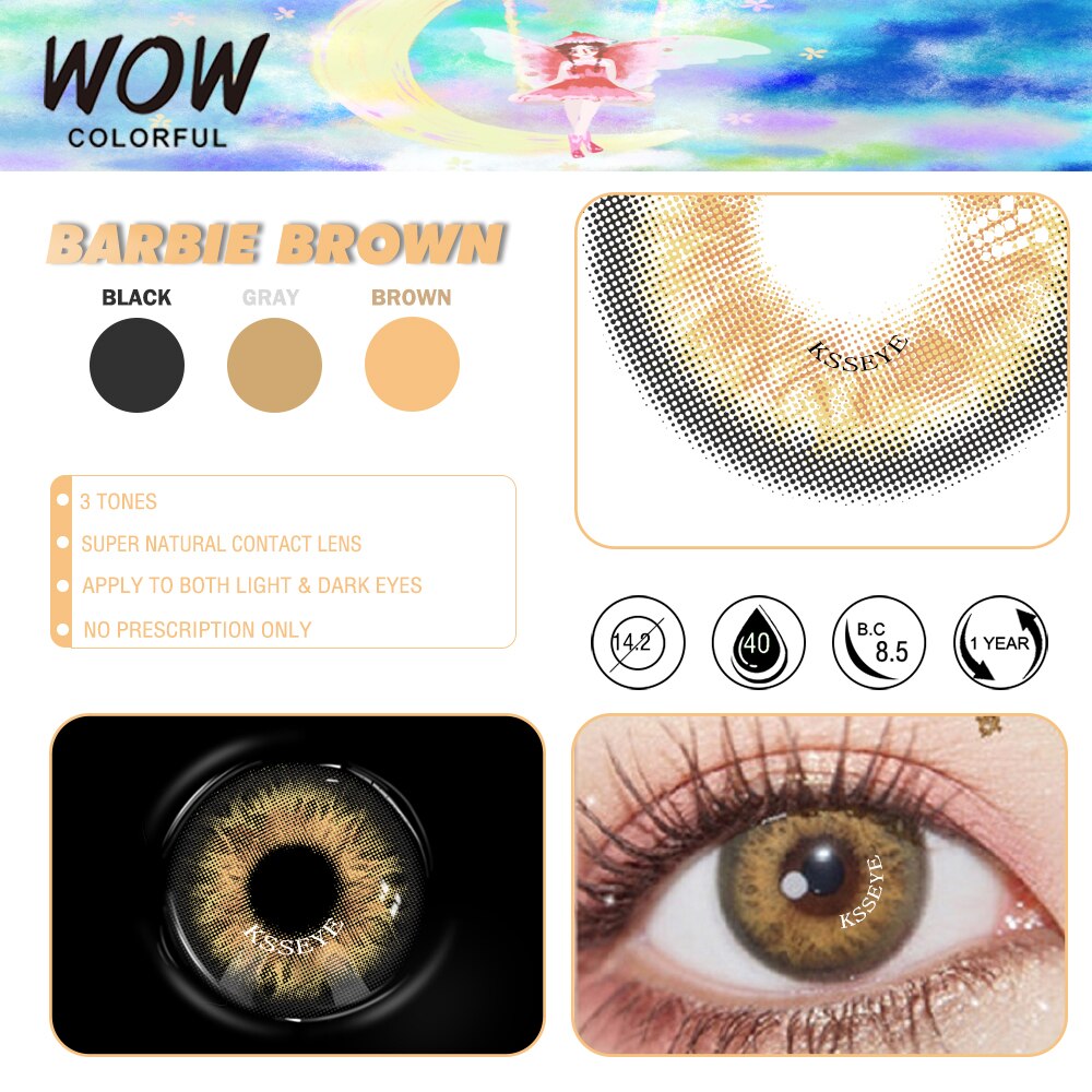 Ksseye 1Pair(2pcs) Taylor OMG Bigbarbie Natural Soft Color Contact lenses For Eyes  Contact lens Beautiful Pupil Cosmetic lens