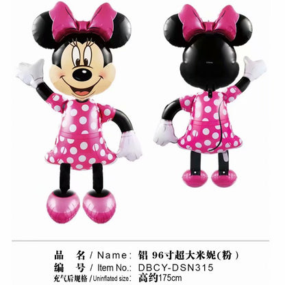 175cm 3D Giant Mickey Minnie Mouse Foil Balloon Pink Blue Black Bowknot Standing Kids toys Birthday Party baby shower Decoration