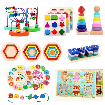 Baby Educational Wooden Toys Montessori Early Learning Rainbow Wooden 3d Puzzle Board Game Preschool Toys For Children