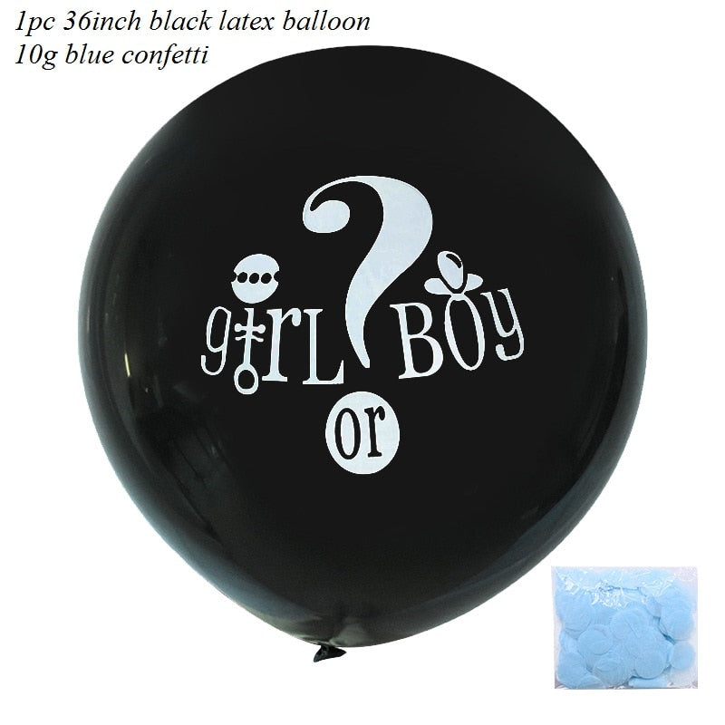 1pc 36inch Boy or Girl Balloon Black Latex Ballon with Confetti Gender Reveal Globos Baby Shower Gender Reveal Party Decoration
