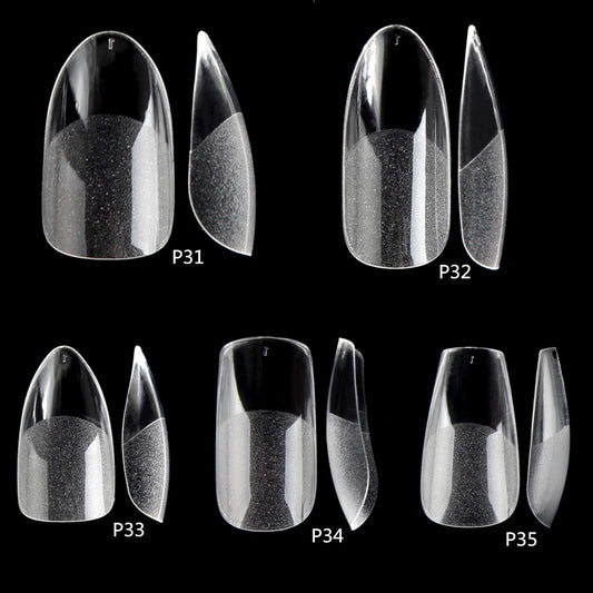 504PCS False Nails Acrylic Nail Tips Soft Gel Nail Tips Clear Nail Art Matte Underneath Fake Tips Coffin Stiletto Press On Nails