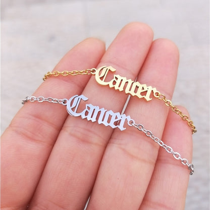 Zodiac Sign Letter Ankle Bracelet Women Boho Jewelry Horoscope Old English Constellation Tobilleras Pulsera Para Tobillo Taurus