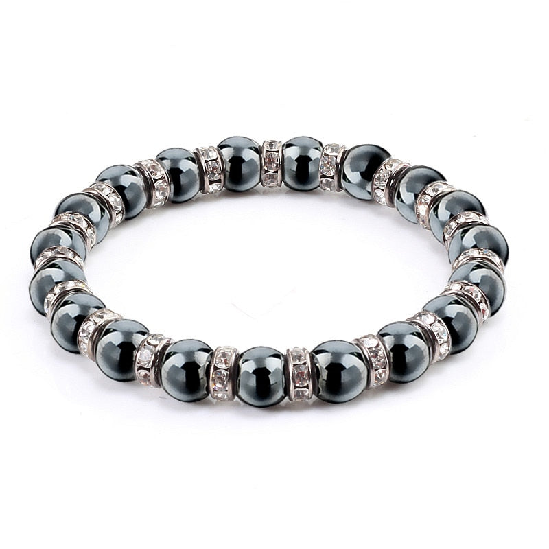Natural Hematite Beads Bracelets Men No-Magnetic Health Protection Women Jewelry Charm Crystal Stone Stretch Bracelet &amp; Bangle