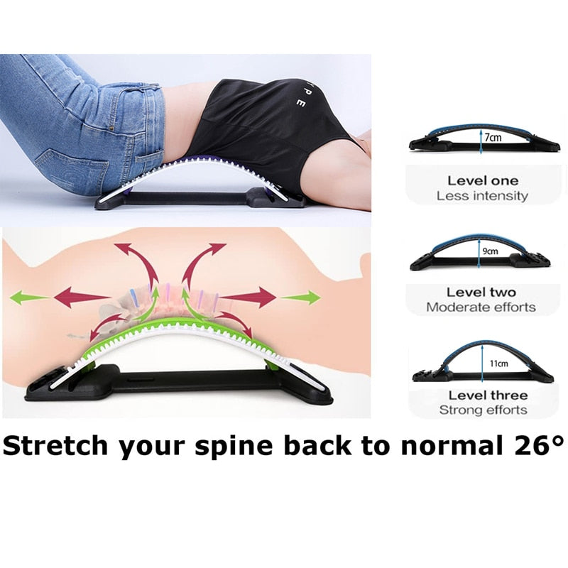 Back Stretcher Massager Fitness Gym Equipment For Home Stretch Equipment Lumbar Support Relaxation Spine Pain Relieve Chiropract