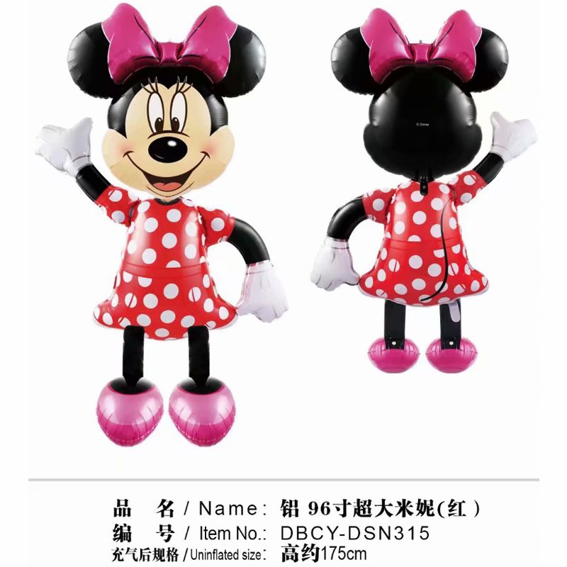 175cm 3D Giant Mickey Minnie Mouse Foil Balloon Pink Blue Black Bowknot Standing Kids toys Birthday Party baby shower Decoration