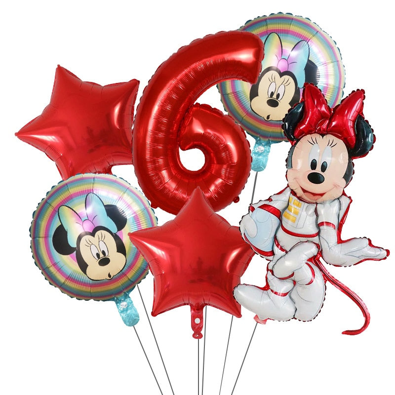 6Pcs Disney Minnie Foil Balloons Set Mickey Mouse Balloon Birthday Party Decoration Baby Shower Kids Toy Air Globos Supplies