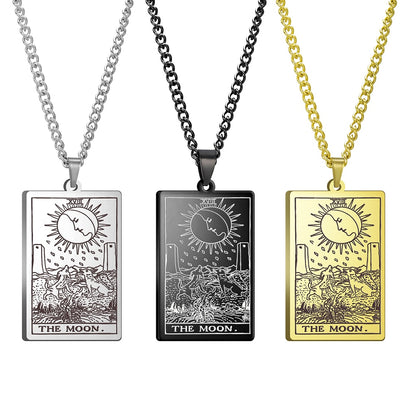 Dawapara Vintage Tarot Card Necklace The Major Arcana Pagan Astrology Talisman Pendants Necklace Stainless Steel Jewelry