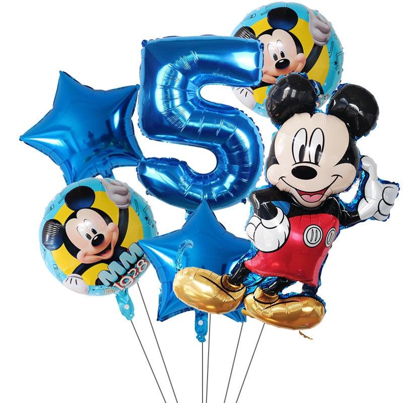 6Pcs Disney Minnie Foil Balloons Set Mickey Mouse Balloon Birthday Party Decoration Baby Shower Kids Toy Air Globos Supplies