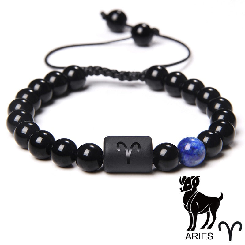 12 Zodiac Signs Constellation Couples Bracelet Natural Stone Beads Braided Bracelet  for Women Men Friend Birthday Jewelry Gift