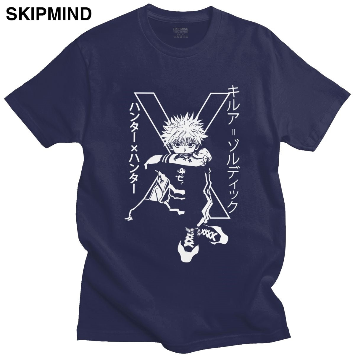 Killua Zoldyck T Shirt for Men Pre-shrunk Cotton Handsome T-shirt Crew Neck Short Sleeve Hunter x Hunter Tee Slim Fit Clothing