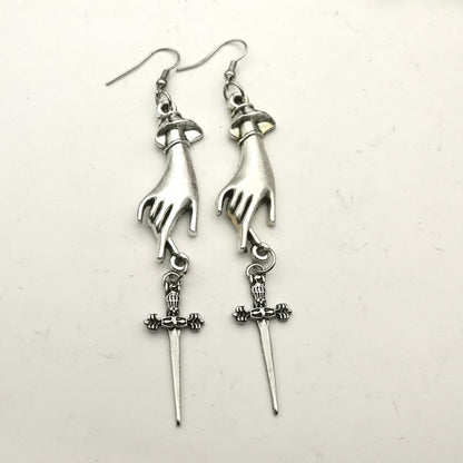 New Classic Fashion Tarot Earrings, Swords, Hand Earrings Statement Gothic Medieval Witch Mysterious Female Gift