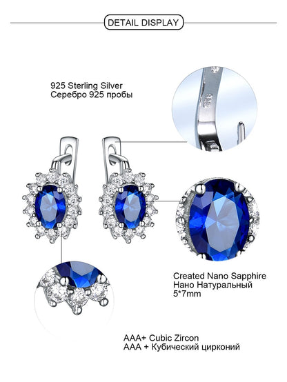 UMCHO Solid 925 Sterling Silver Gemstone Clip Earrings for Women Blue Sapphire Fine Jewelry Wedding Engagement Valentine's Gift