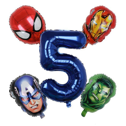 1set 3D Big Spider Super Hero Man Mylar Foil Balloon Number Foil Balloons Birthday Party Decoration Supplies Children's Gifts