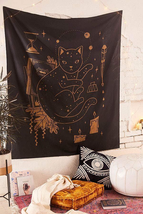Psychic Tarot Wall Tapestry Hippie Aesthetic Witchcraft Cat Divination Mandala Wall Hanging Decor Bedroom Home Decoration Carpet