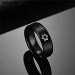ICAM Black Star of David Ring Men Religious Judaism Israel Jewish Jewelry Men Ring Stainless Steel Obsidian David Star Rings