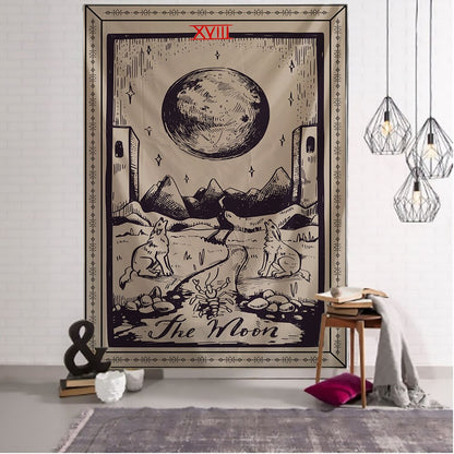 Myth Illustration Style Tarot Tapestry Creative Dark Witchcraft Room Headboard Arras Carpet Astrology Blanket Home Decoration