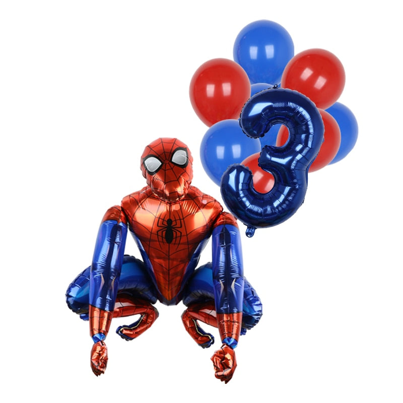 1set 3D Big Spider Super Hero Man Mylar Foil Balloon Number Foil Balloons Birthday Party Decoration Supplies Children&#39;s Gifts