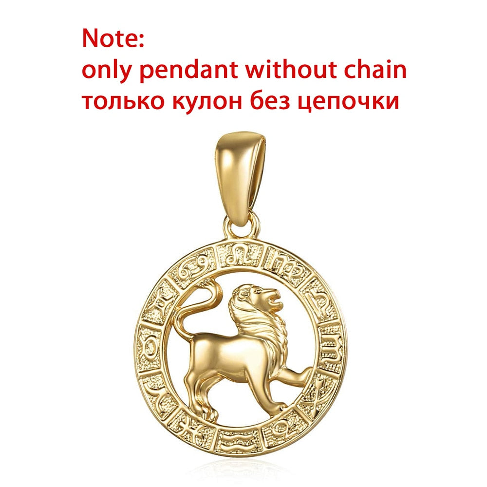 12 Zodiac Sign Constellations Pendants Necklaces For Women Men 585 Rose Gold Color Male Jewelry Fashion Birthday Gifts GPM16