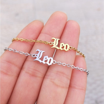 Zodiac Sign Letter Ankle Bracelet Women Boho Jewelry Horoscope Old English Constellation Tobilleras Pulsera Para Tobillo Taurus