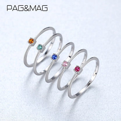 PAG&amp;MAG Real 925 Sterling Silver Ring Gree Red Topaz Rings For Women Gemstone Engagement Rings Silver 925 Jewelry Anillos Mujer