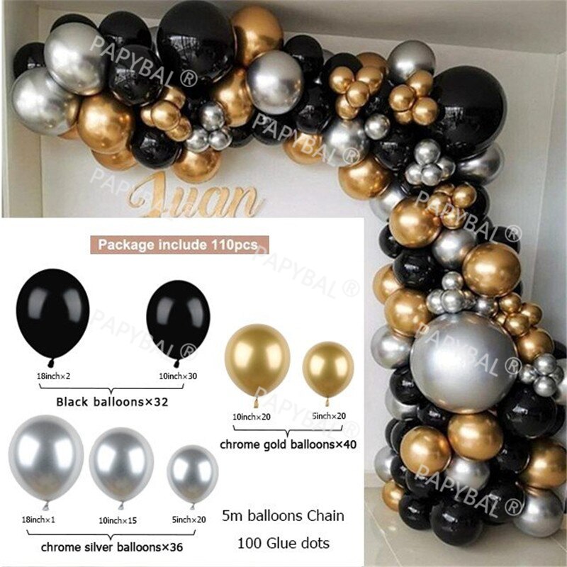 1set Forest Green Garland Arch Kit Gold Balloons 4D Chrome Metallic Foil Balls Party Decor Wedding Birthday Baby Shower Globos