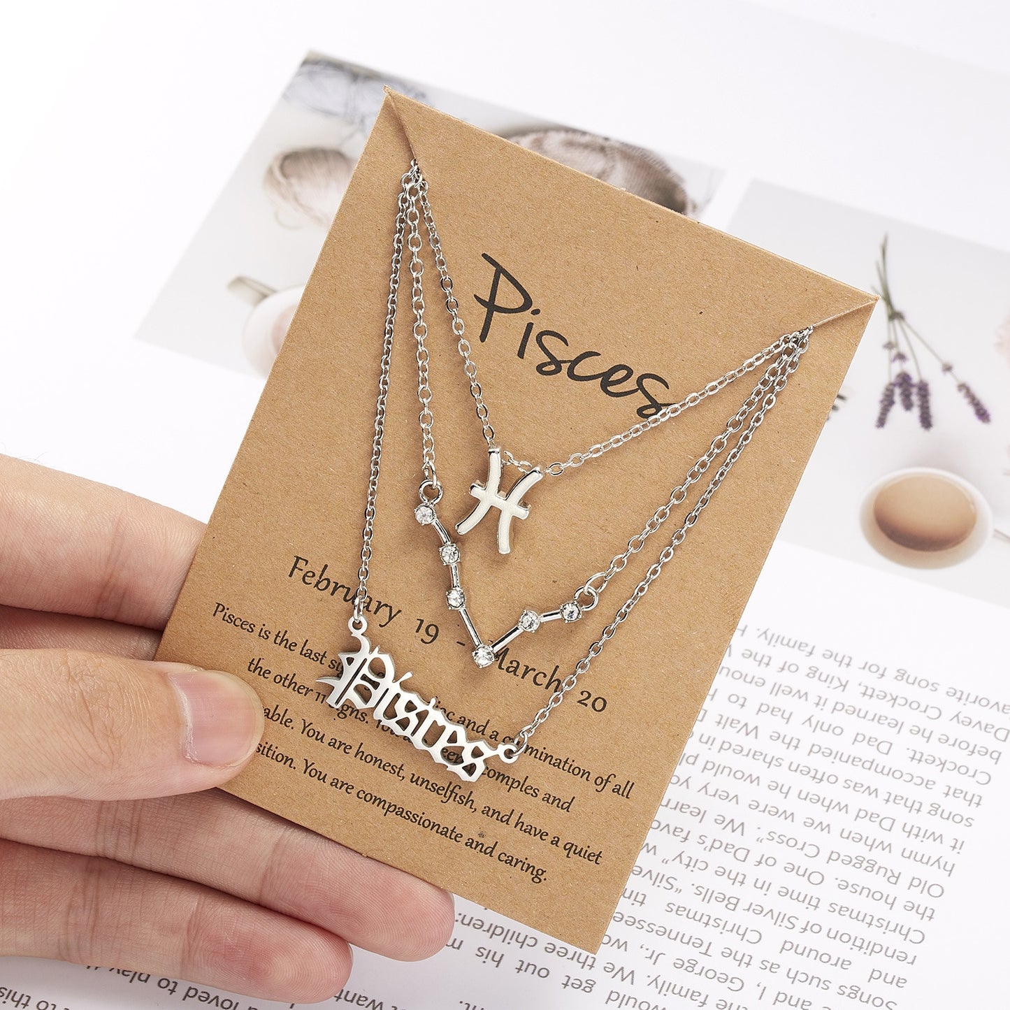 3Pcs/set 12 Zodiac Sign Necklace For Women 12 Constellation Pendant Chain Choker Birthday Jewelry With Cardboard Card