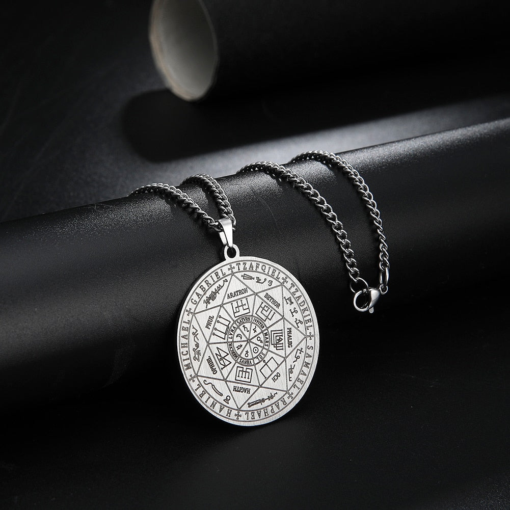 Dawapara 7 Archangels Sigil Charm Necklaces Pentacle Magic Mascot Amulet Lucky Protection Supernatural Talisman Necklace