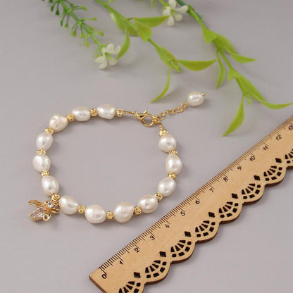 Coeufuedy Freshwater Pearl Bracelet for Women Natural Amethyst Bracelet Party White Pearl Stone Beads Bracelets Fine Jewelry