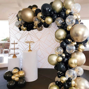 Black Gold Balloon Garland Arch Kit Confetti Latex Balloon Happy 30 40 50 Year Old Birthday Party Decoration 30th Anniversary