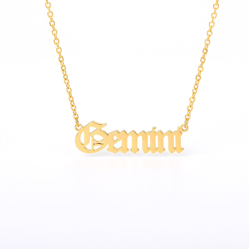 12 Zodiac Sign Letter Constellations Necklace For Women Men Virgo Leo Libra Scorpio Sagittarius Capricorn Aquarius Birthday Gift