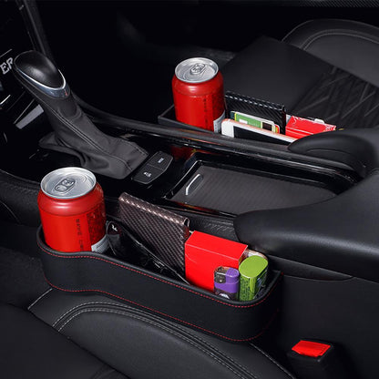 Car Seat Gap Storage Box Cup PU Leather Pocket Catcher Organizer Phone Bottle Cups Holder Multifunctional Car Accessories