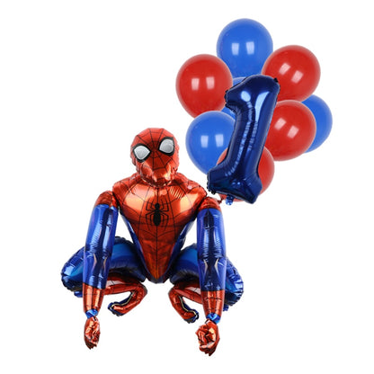 1set 3D Big Spider Super Hero Man Mylar Foil Balloon Number Foil Balloons Birthday Party Decoration Supplies Children's Gifts