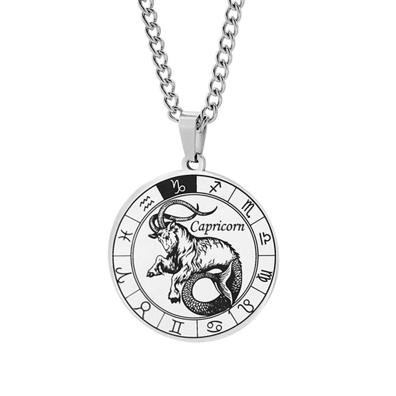 VNISTAR 316 Stainless Steel Zodiac Pendant Necklace Wholesale Men Women Horocope Jewelry Dropshipping Never Fade Constellation