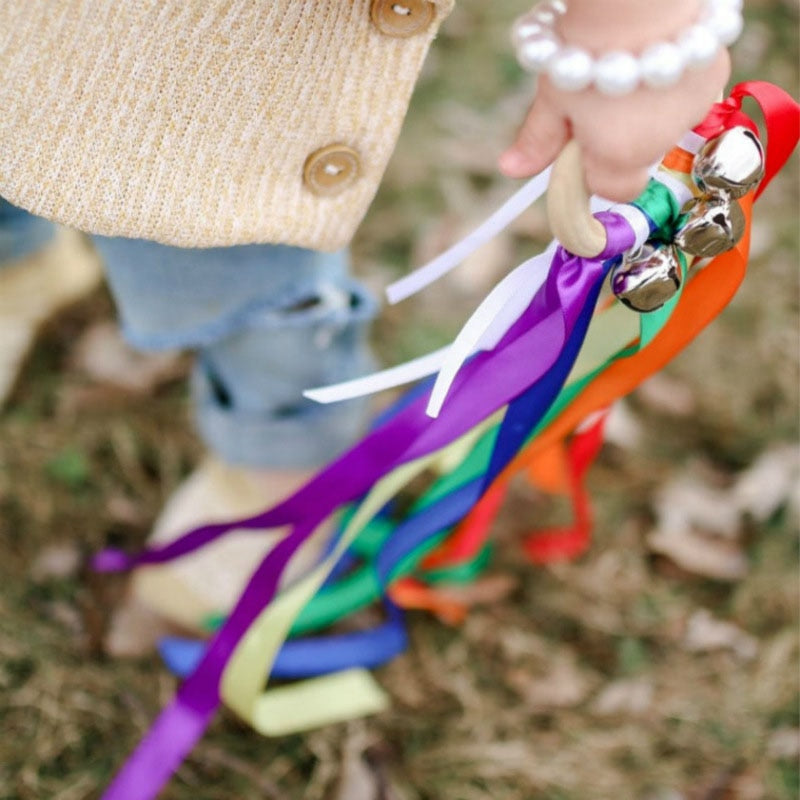 Montessori Style Sensory Toy Child Instruments Bells Baby Ribbon Ring Newborns Upwards Develop Color Recognition Sensory Toy