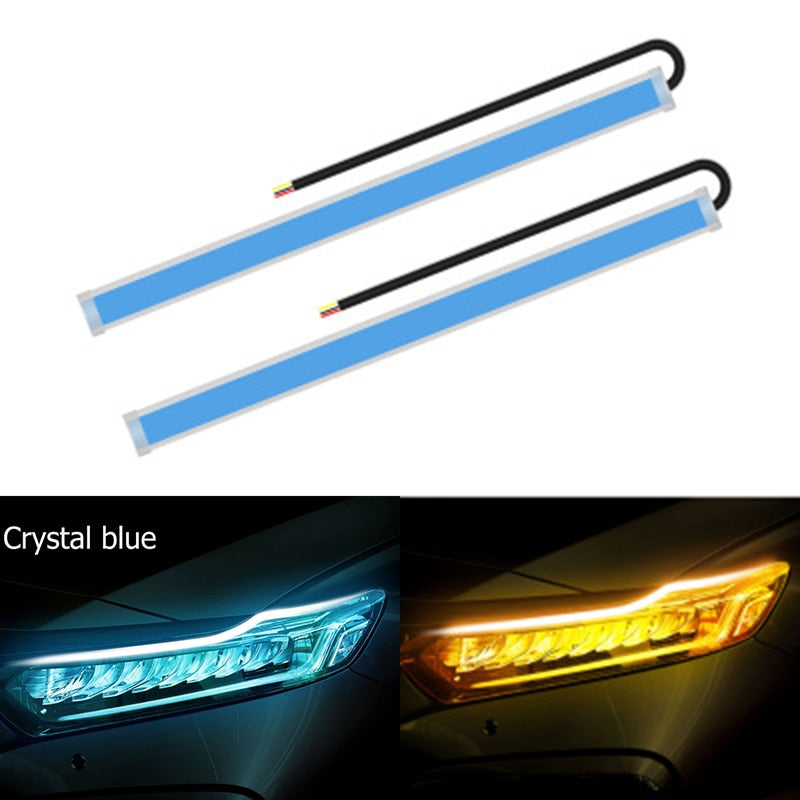 2x 2021 Newest Start-Scan LED Car DRL Daytime Running Lights Auto Flowing Turn Signal Guide Thin Strip Lamp Styling Accessories