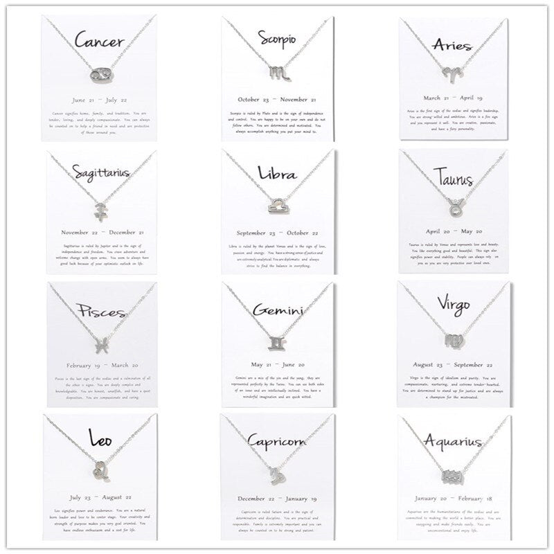 New Trendy Alloy Cute Elegant Star Zodiac 12 Constellation Pendant Necklaces for Women Fashion Gift Birthday Accessories Jewelry