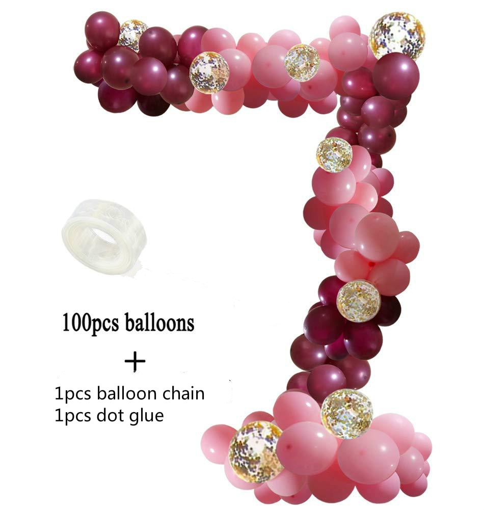 102pcs Pink Burgundy Balloon Arch Garland Kit Golden Confetti Balloons Wedding Hawaiian Party Birthday Ballons Globos Decoration