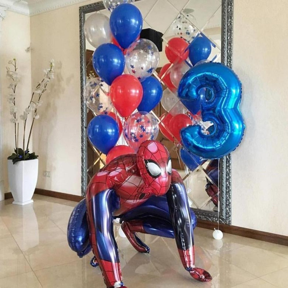 1set 3D Big Spider Super Hero Man Mylar Foil Balloon Number Foil Balloons Birthday Party Decoration Supplies Children&#39;s Gifts