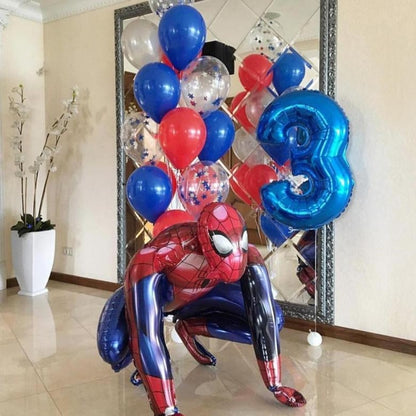 1set 3D Big Spider Super Hero Man Mylar Foil Balloon Number Foil Balloons Birthday Party Decoration Supplies Children's Gifts