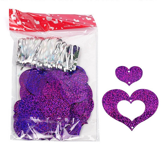 100pcs/lot Purple Heart Laser Sequined Rain Balloon Pendant Romantic Wedding Room Birthday Party Decoration Balloon Accessories