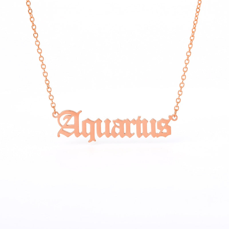 12 Zodiac Sign Letter Constellations Necklace For Women Men Virgo Leo Libra Scorpio Sagittarius Capricorn Aquarius Birthday Gift