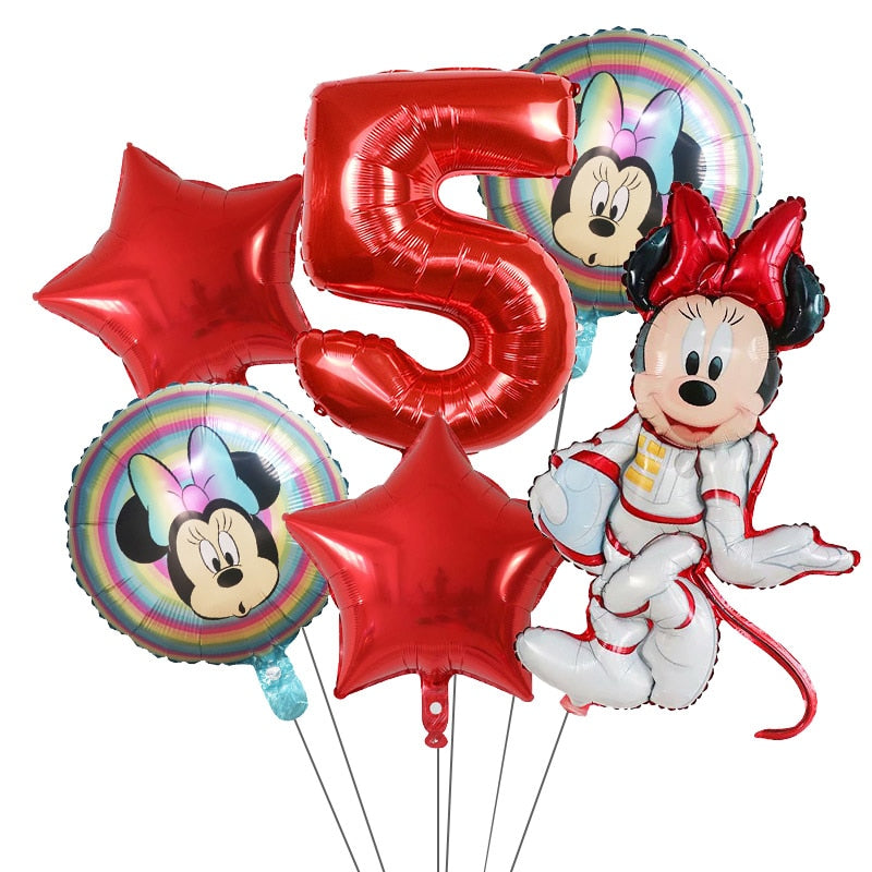 6Pcs Disney Minnie Foil Balloons Set Mickey Mouse Balloon Birthday Party Decoration Baby Shower Kids Toy Air Globos Supplies