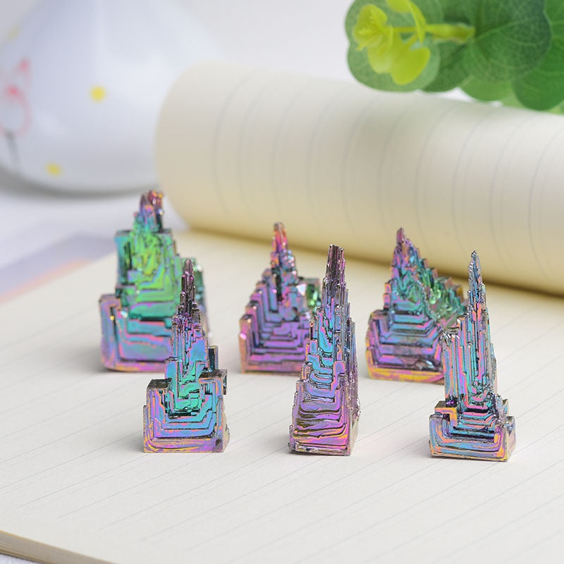 1piece Natural BismuthMetal Quartz Pyramid Bismuth ore Quartz Gemstone Reiki Healing Stone Home Decoration Raw Crystals